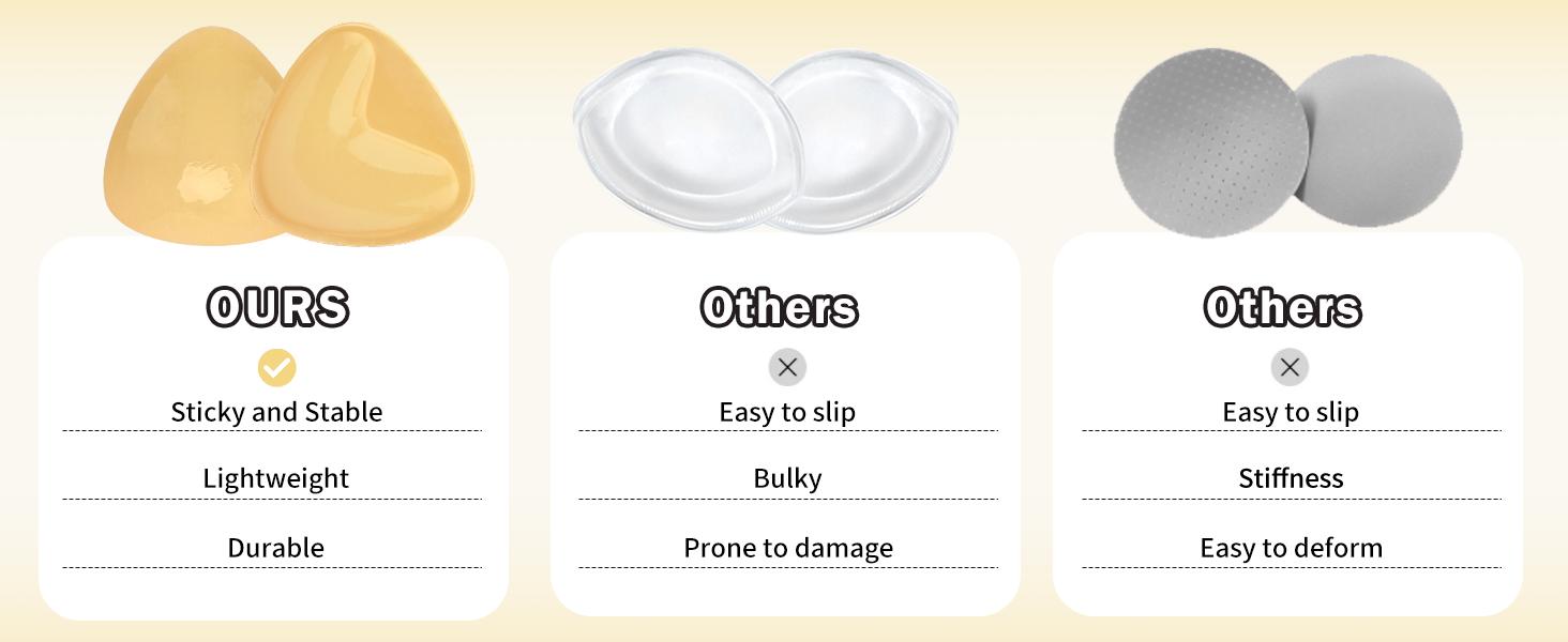 Double Sided Sticky Bra Inserts, Self Adhesive Reusable Sticky Push Up Bra Pads Inserts for Breast Lift