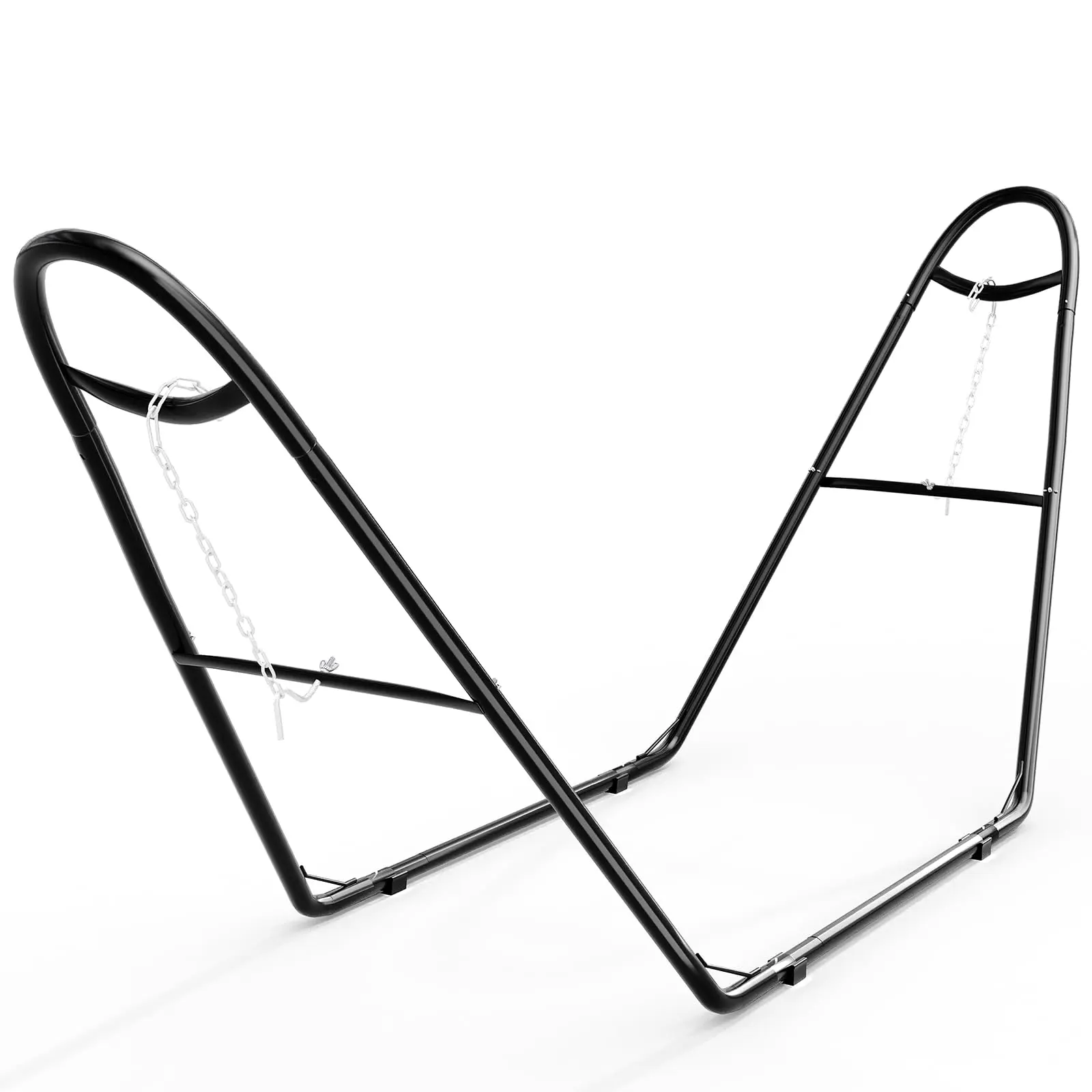 Heavy-Duty Steel Global Double Hammock Stand - 550lb Capacity, 9-14 ft Span Adjustable Fit, Outdoor Use, Black
