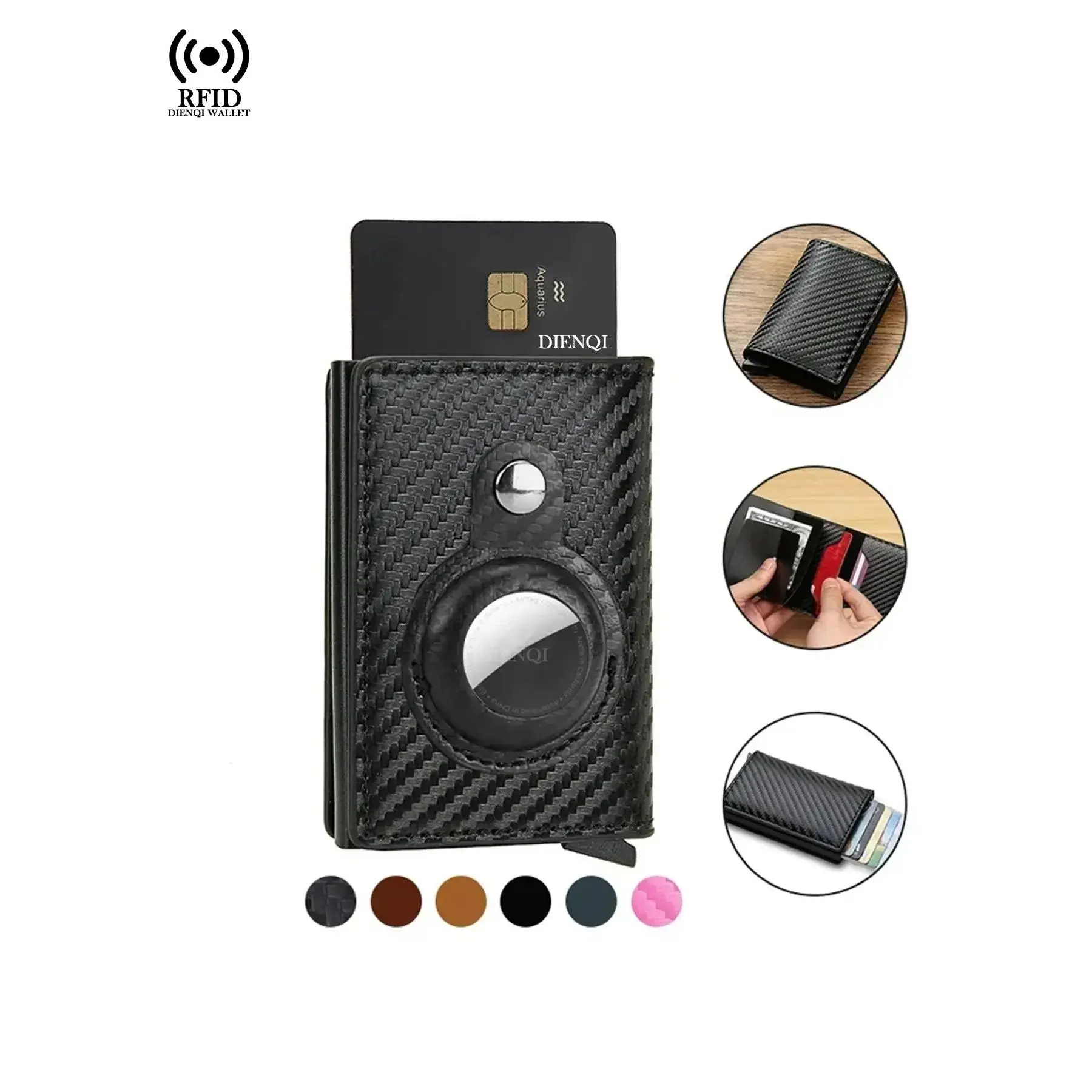 YYT1 Men's Bank Credit Card Holder Carbon Fiber Pattern Rfid Blocking Male Pu Leather, Casual, Slim Metal Wallets Aluminium Card Case Suitable Men and Women,Daily Use,'s Day Gift