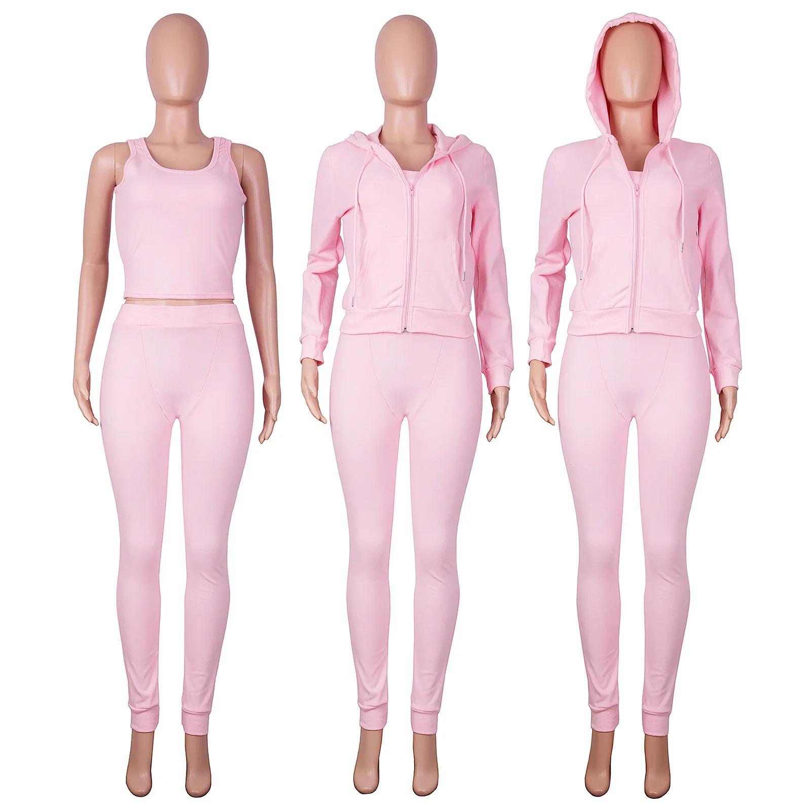 Women Thick Fleece 3 Piece  Sweatpants & Vest & Hoodies Jackets  Fall Winter Jogger Luxury Outfit Sweatsuit Tracksuits Set Athletic Style Activewear High Waist Sports233