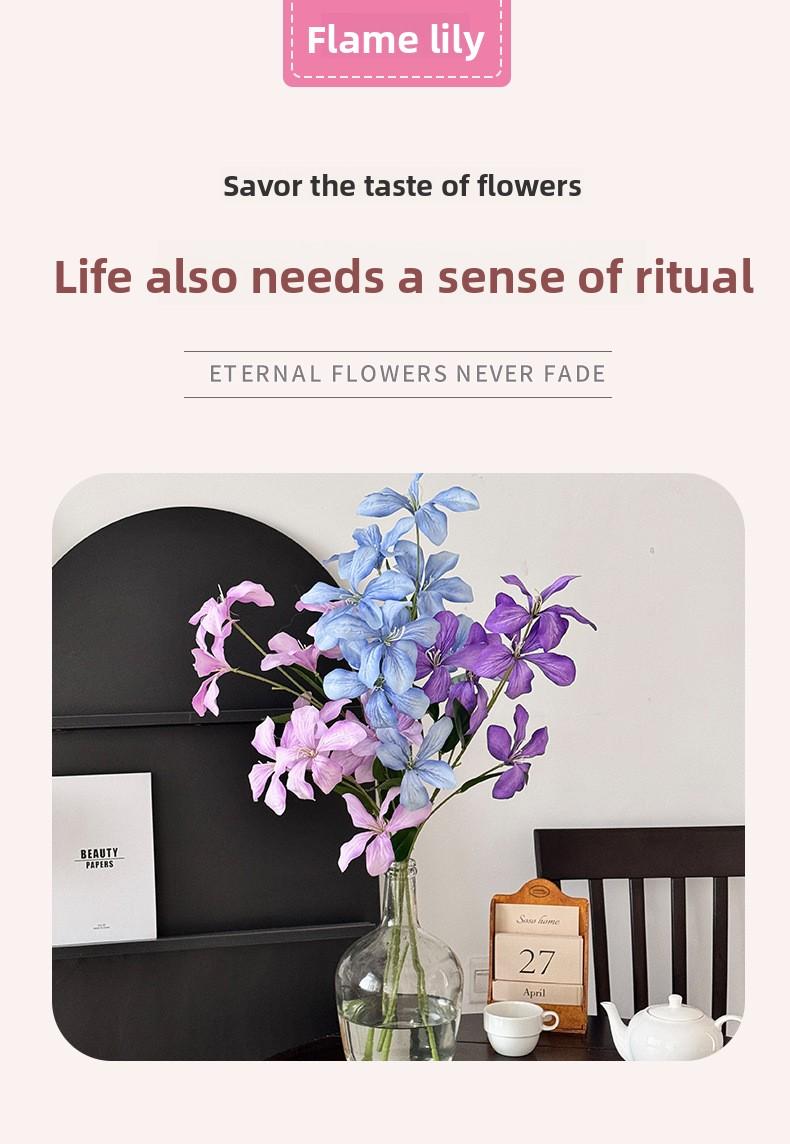 Oil painting style flame orchid artificial flower home living room decoration wedding hall garden setting shop window decoration