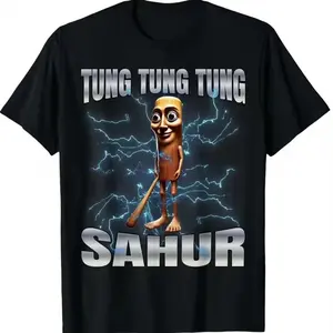 Unisex 100 Percent Cotton Graphic Tee Featuring Tung Tung Tung Sahur Theme for Women summerwins