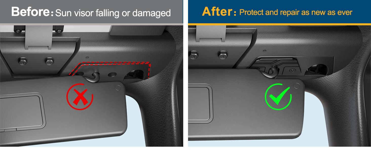 Sun Visor Repair Kit Compatible with Jeep WranglerJK 2018,JL 2018-2023, Gladiator 2020-2023,2 Pack Jeep Visor Repair kit, Aluminum Sun Visor Repair Clips,