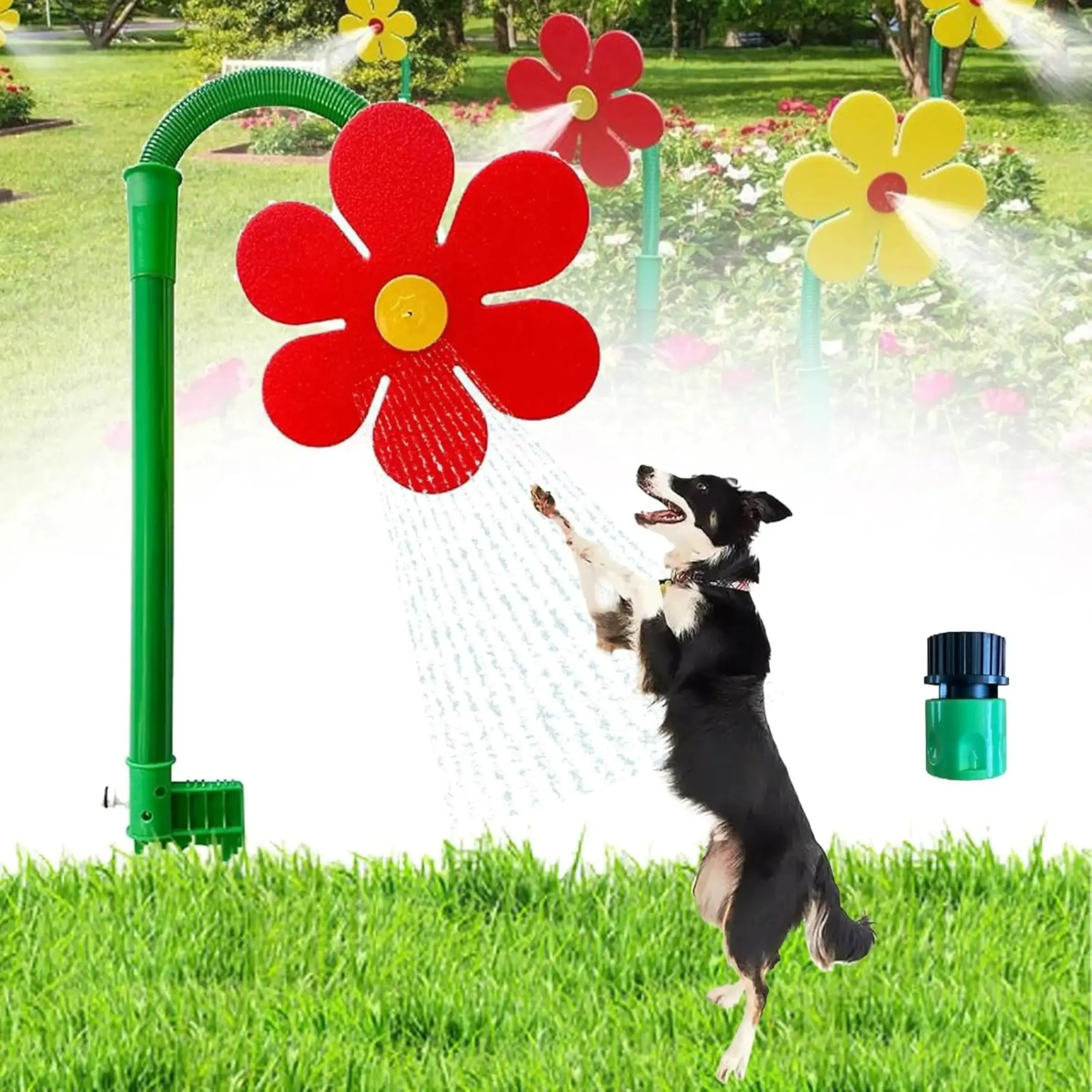 1pc Crazy Daisy Sprinkler — 360-Degree Rotating, Fun "Dancing" Flower Sprinkler Head; Whimsical Sunflower Design, Ideal for Yard Watering, Dog Playtime, and Garden Irrigation (Available in 3 Colors)