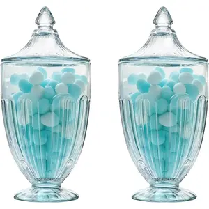 2 Pack 26oz Clear Glass Candy Jars with Lids Decorative Storage Jar for Candy Cookies Wedding Party Favors (9.3 * 4.3inch)