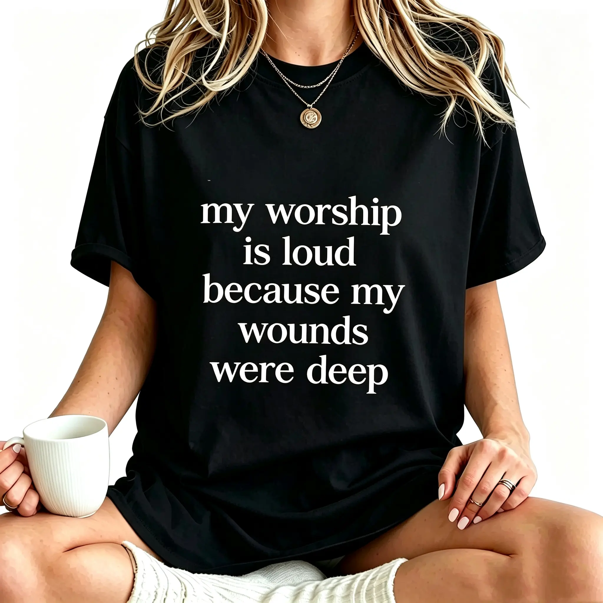 My Worship Is Loud Jesus Tee, Preppy Christian Women T-Shirt, Bible Verse Faith Retro Graphic Tee for Believers