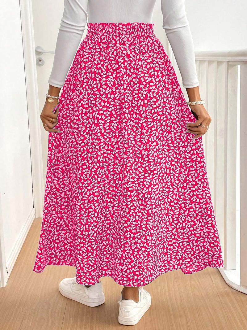【Plus Size】 Ditsy Floral Print Long Skirt, Boho Fashion Casual A Line Skirt for Daily Holiday Vacation Wear, Women Plus Clothing for All Seasons 【Plus Size】 Ditsy Floral Print Long Skirt, Boho Fashion Casual A Line Skirt for Daily Holiday Vacation Wear, Women Plus Clothing for All Seasons