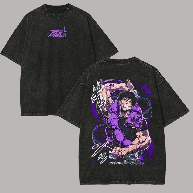Fushiguro Toji Graphic T Shirt Jujutsu Kaisen Manga Vintage Washed Tee Men Women Oversized Casual Cotton Short Sleeve Streetwear Fashion Anime Merchandise Ideal Gift For JJK Fans