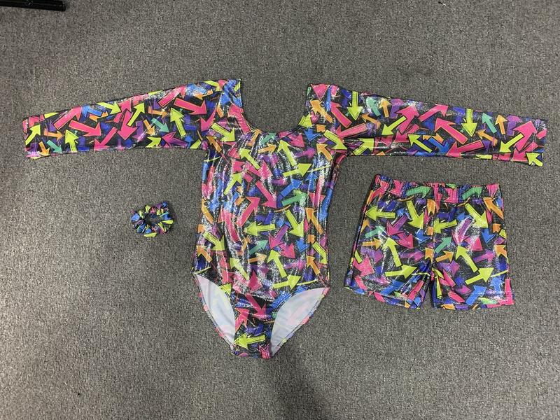 Girls Gymnastics Leotard & Shorts Set, Long Sleeve Activewear for Ages 3-12, Perfect for Dancing & Playtime, Comfortable Fit