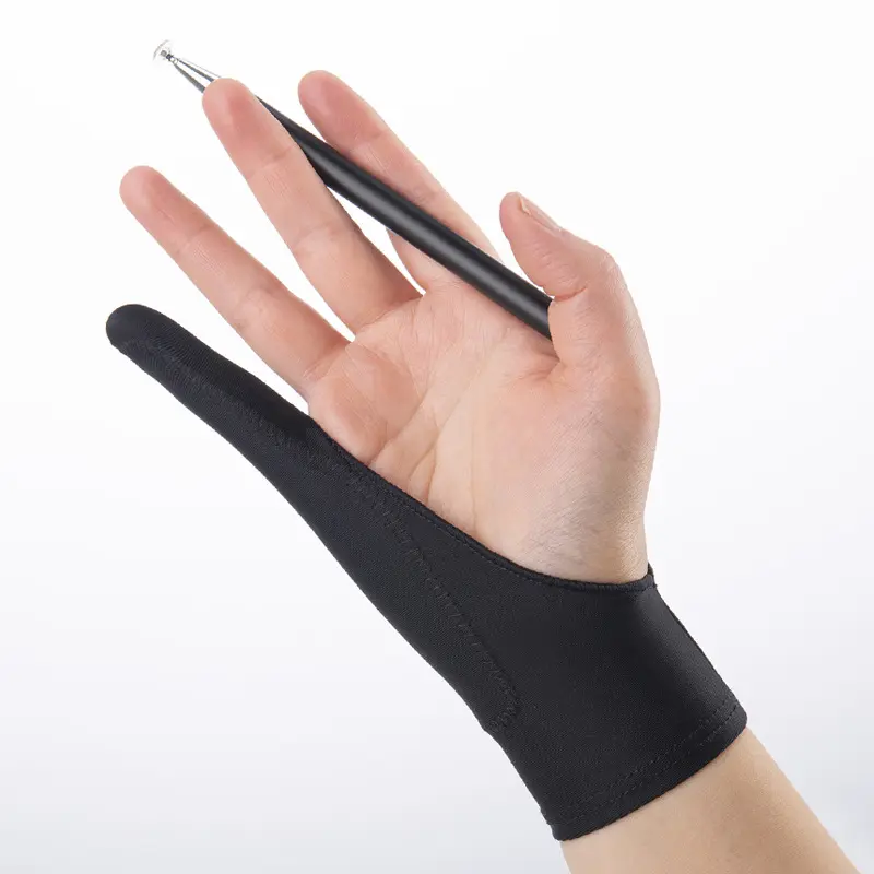 Drawing Gloves [2 Pcs] Artist Graphic Tablet iPad Glove 3-Layer Palm Rejection Two Finger Right Left Hand Art Glove Smooth Elasticity Breathable for Stylus Pen Pencil Sketching Painting