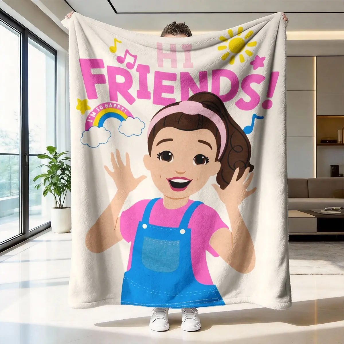Ms. Rachel High-Weight Flannel Blanket, Soft Plush Fabric, Warm and Durable, Cozy Blanket Throw, Ideal Gift for Kids, Home Decor, Birthday Present