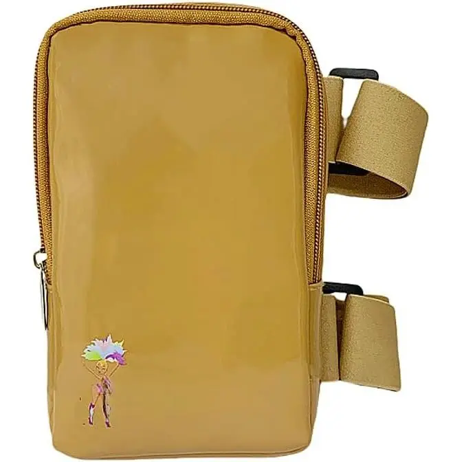 Glossy Thigh Bag | Carnival  Harness for Women | Outdoor  Pouch | J'ouvert Travel  Pack with Adjustable Colored Straps | Light Brown