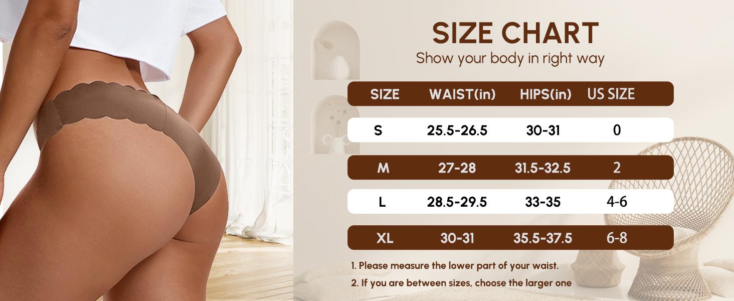 Women's 6 Pack No Show Cheeky Panties V-waist Seamless Bikini Underwear