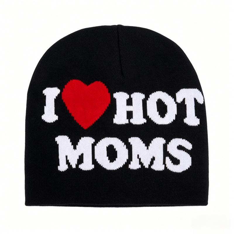 Beanie with letter jacquard pattern