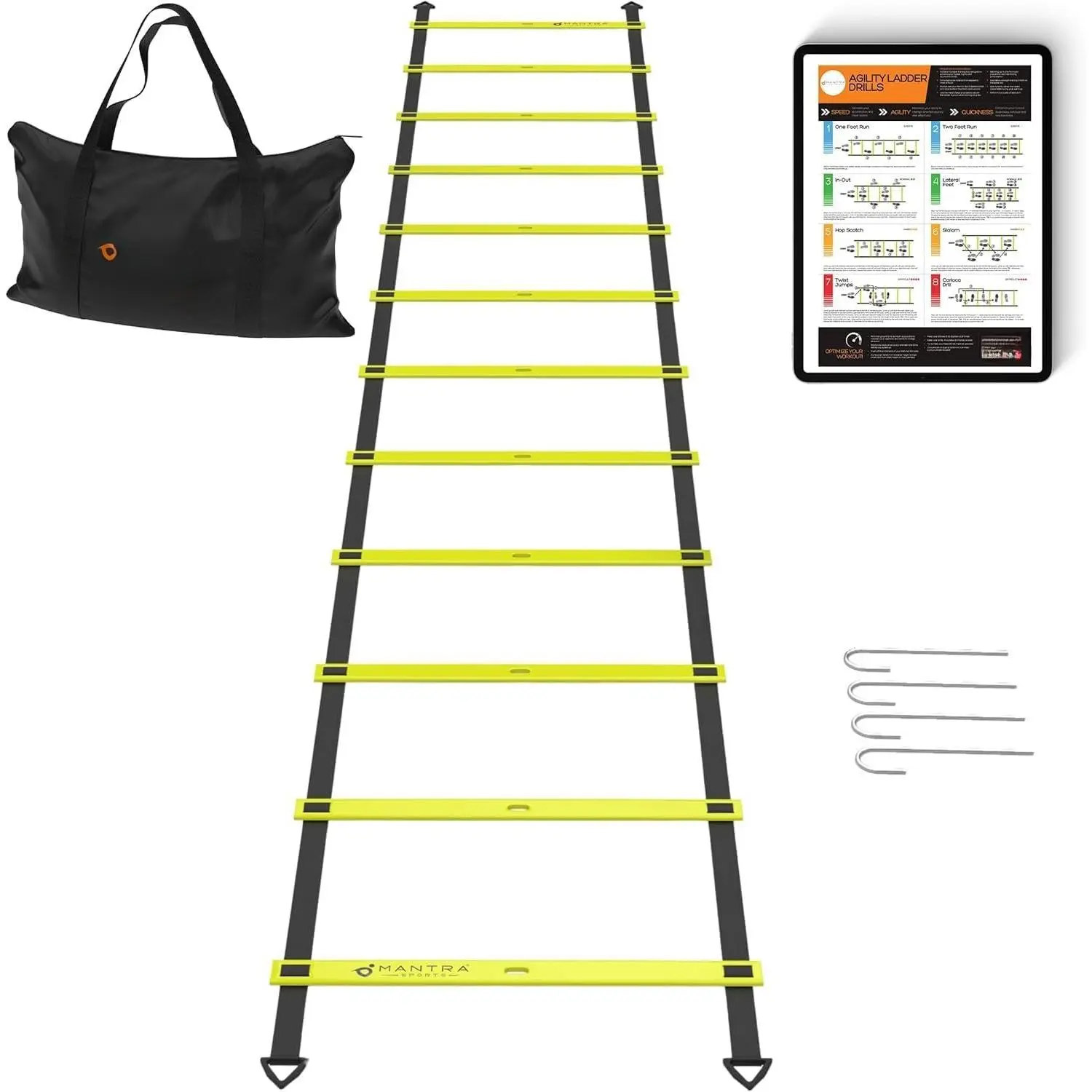 Agility Ladder Set, 12-Rung Speed Ladder +  Cones, Soccer  Equipment, Footwork Drills Kit, Speed & Agility Equipment, Football Practice Equipment, Basketball Gear