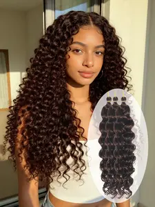 3-Bundle Pack Bohemian-Style Curly Synthetic Braiding Hair (Available in Brown, Pink, and Multi-color Options; 18/24 Inches) – Pre-stretched, Natural Deep-Wave Crochet Braiding Hair; Suitable for Daily Wear, Parties, Music Festivals, and Carnivals.