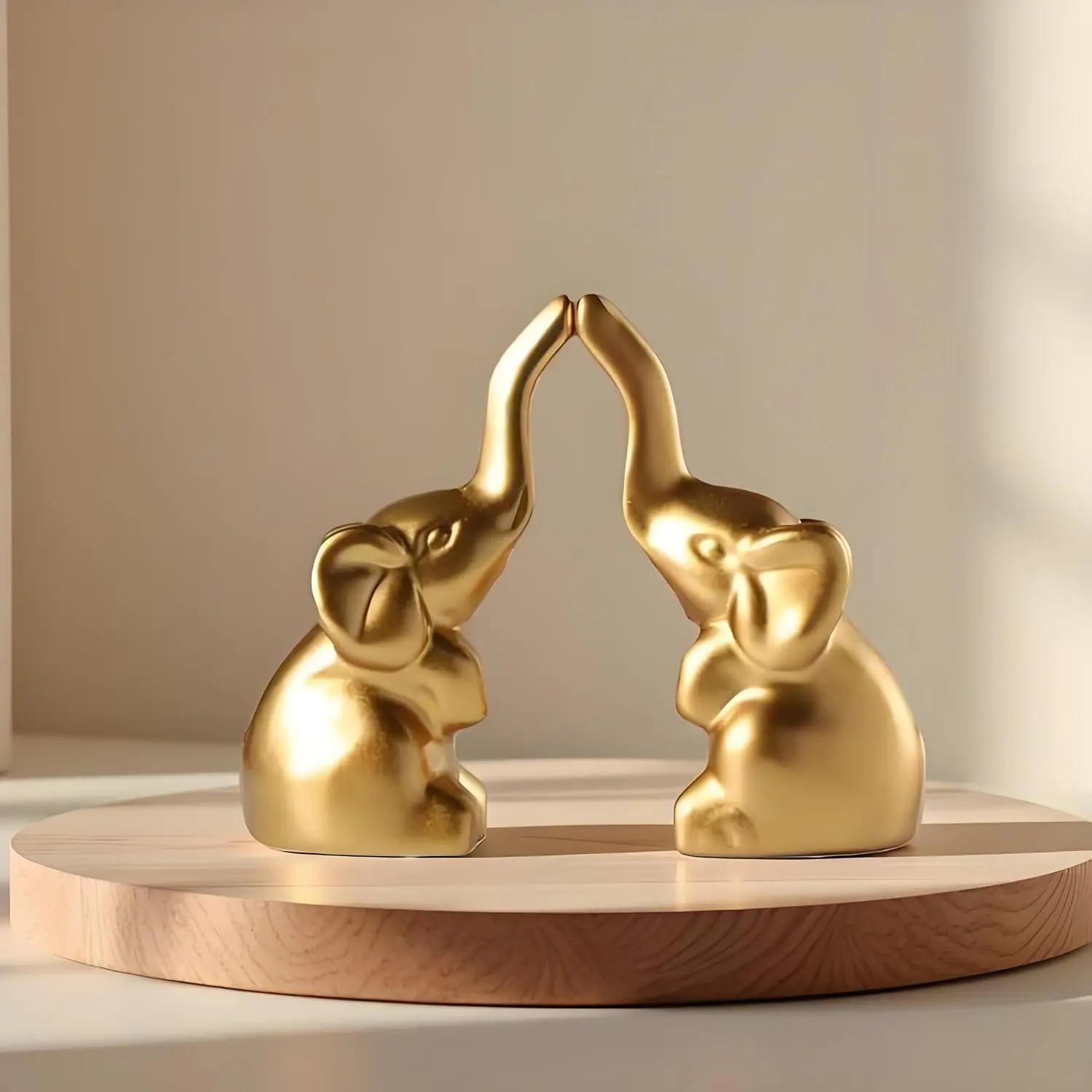 Elephant Statue  Decor,Modern Style Figurines,Sculpture for Living Room Office Desktop Bookshelf,Ceramics  Elephant Ornaments for  Day.Father's Day, Christmas-2PCS