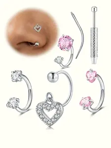 Tragus Helix Cartilage Conch Piercing Jewelry, Hypoallergenic Cz Cubic Nose Ring, Surgical Steel, Includes Piercing Ball Grabber Tool