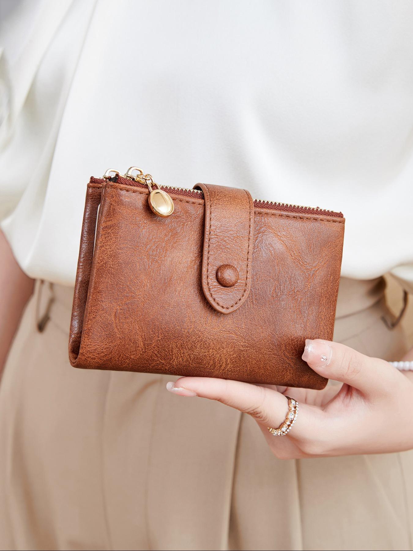 Women's Fashionable Plain Color Card Holder, Credit Card Holder, Casual Versatile Zipper Short Wallet, Trendy All-match Wallet for Daily Use