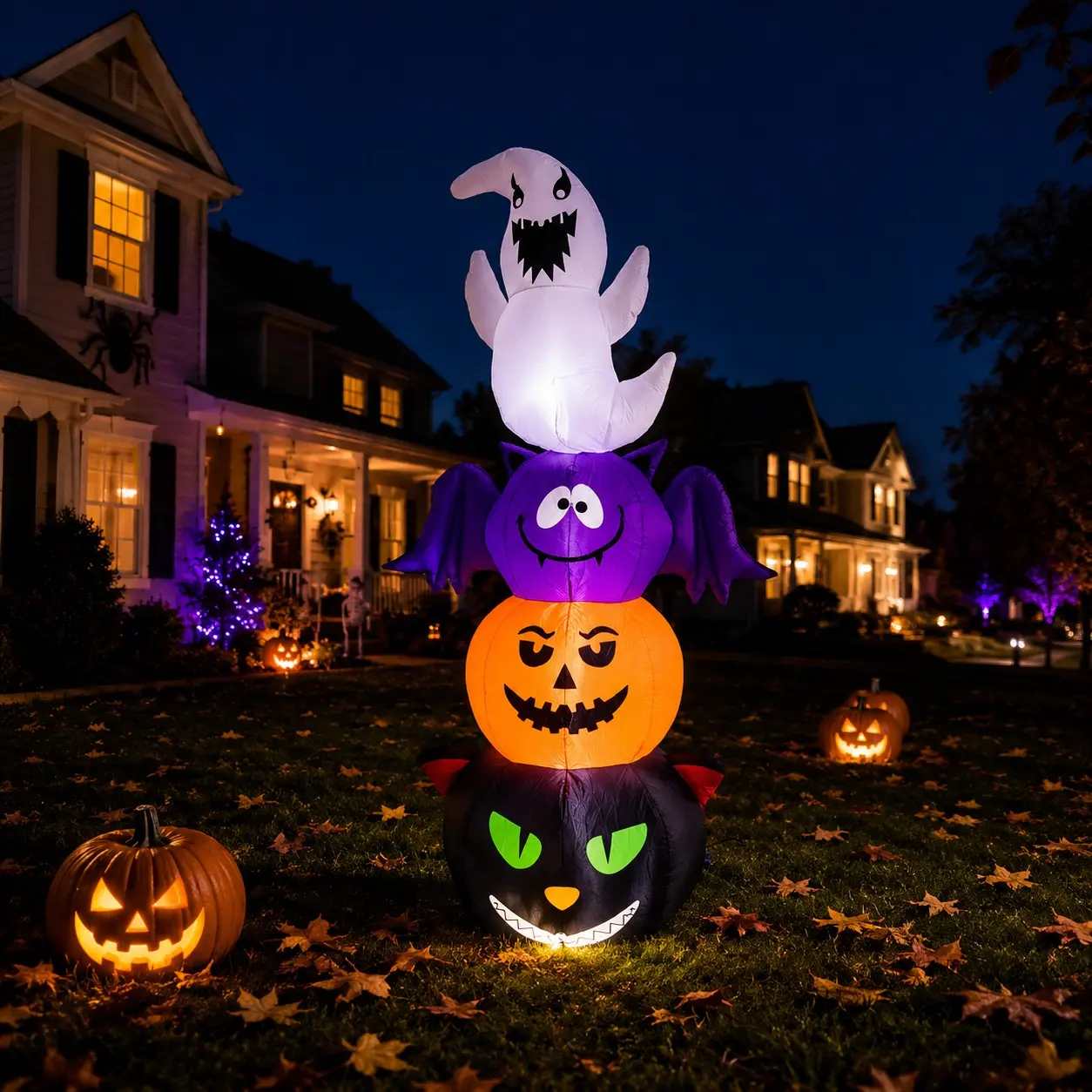 6FT Halloween LED Light-Up Multi-Layer Inflatable Decor, Outdoor Waterproof Party Decoration, Festive Home Ornament, Día De Los Muertos Theme