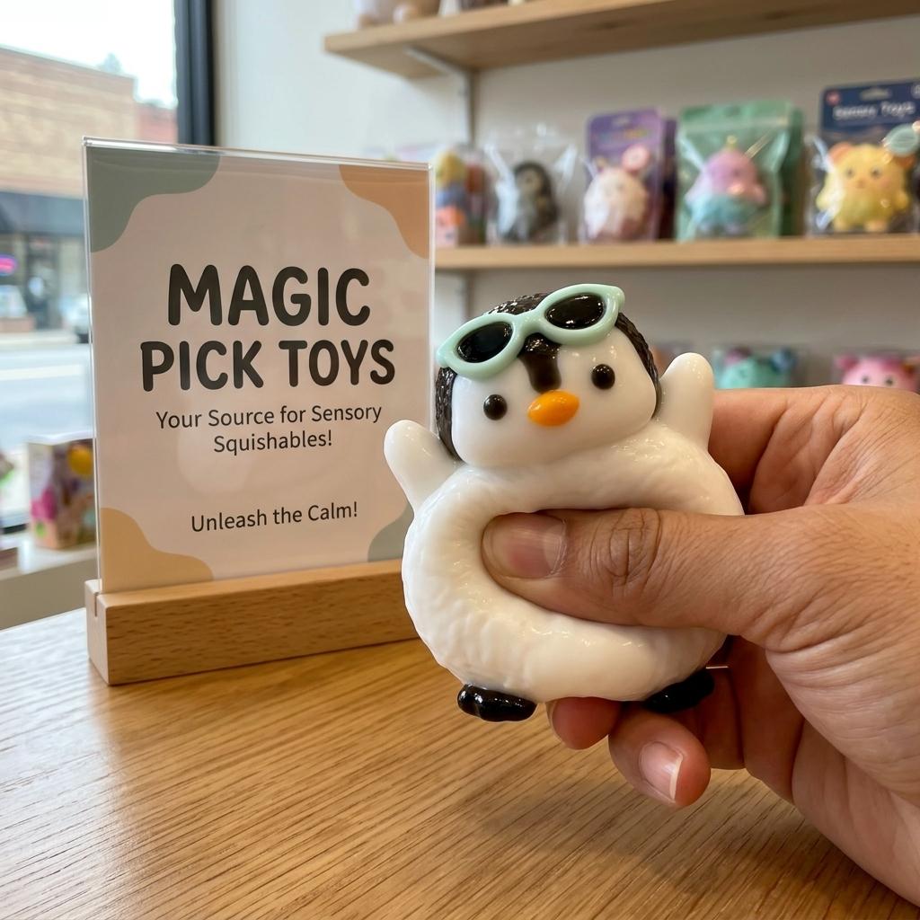 Final Sale | Chonky Belly Penguin Squishy - Food-Grade Silicone Slow-Rising Rebound Squishy Fidget Toys for Stress Relief - Soft Squeeze Toys with Thick Creamy Slime Texture, Handmade Non-Toxic Sensory Toys