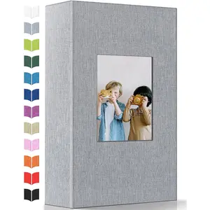 4x6 photo album, 300 pockets, interleaf style album, linen cover with front window, white page stand-up album, suitable for weddings, family, anniversaries, babies, vacations