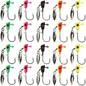 20Pcs Underspin Shad Darts Jig Heads Hook Crappie Jig Head Fishing Lure With Willow Blade For Crappie Bass Trout  1/16oz 1/8oz Fishing Hook