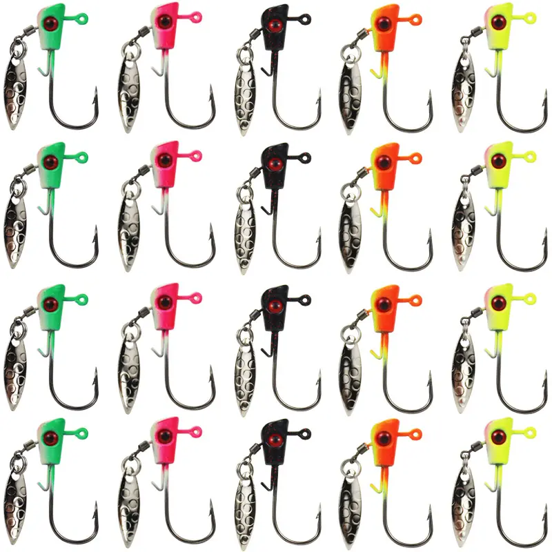 20Pcs Underspin Shad Darts Jig Heads Hook Crappie Jig Head Fishing Lure With Willow Blade For Crappie Bass Trout  1/16oz 1/8oz Fishing Hook