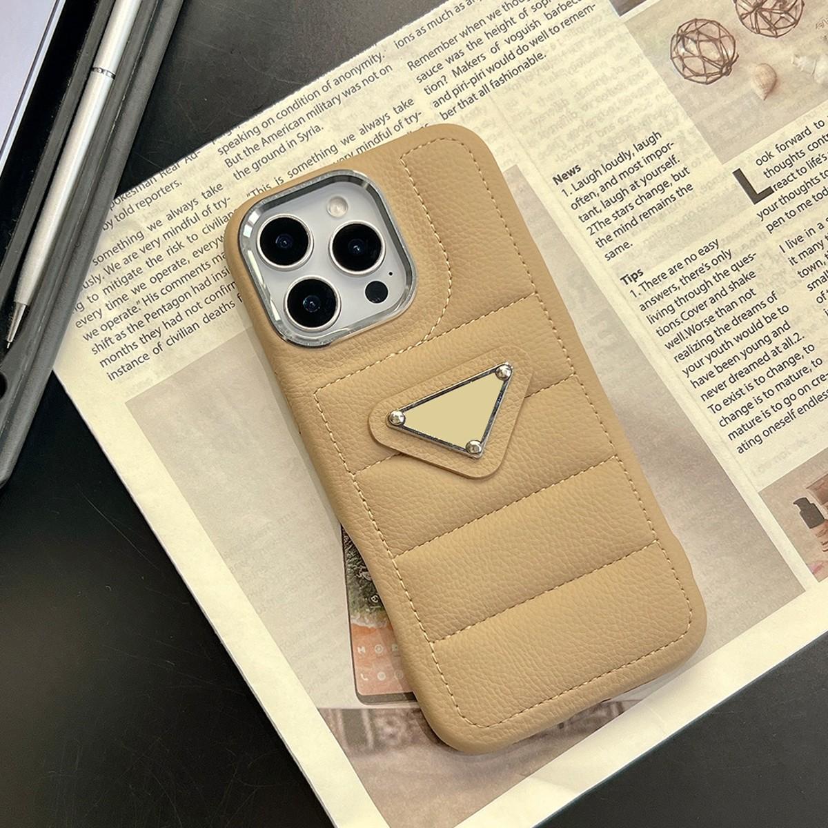 Luxury Shockproof Down Jacket Puffer Case For iPhone 17 16 15 14 Pro Max Leather Trendy Phone Cover Protective Protection Cellphone Protector