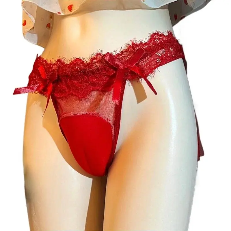 Hiding Gaff Panties Mens Sissy Lingerie Pseudo-woman Mesh Lace Men Underwear Briefs Crossdresser Sponge/Silicone Camel Toe Thong