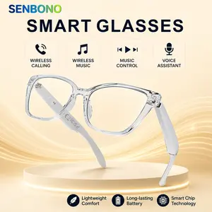 Intelligent audio glasses with stereo sound quality, touch adjustment, clear call quality, intelligent noise reduction, rechargeable battery, long standby time, call and music replacement for your headphones, fashionable and suitable for travel