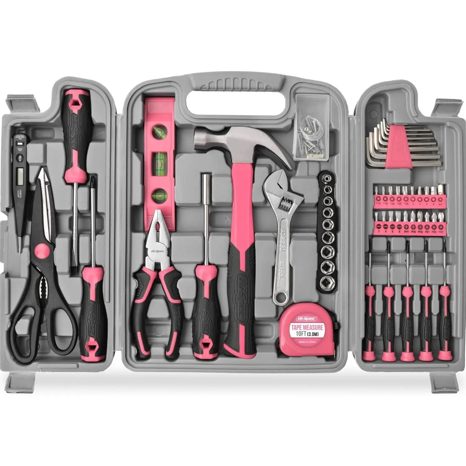 Woman Home DIY Repair Pink Tool Kit with Portable Toolbox Case