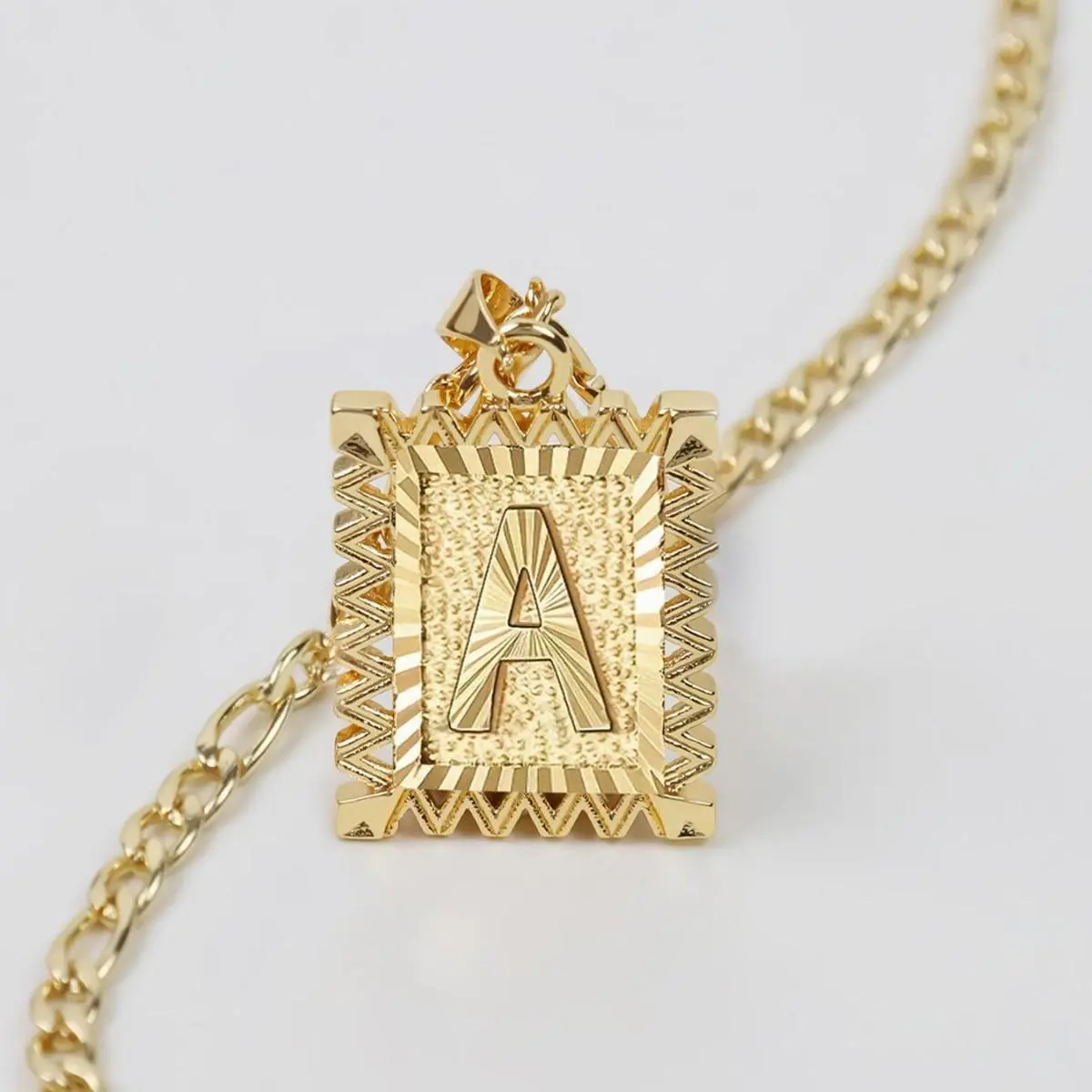 Square Letter Necklace with Fala Chain, Square Letter Pendant Necklace, Unisex Letter Pendant Necklace jewelry gold filled
