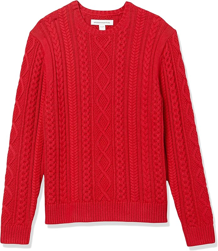 Long-Sleeve 100% Cotton Fisherman Cable Crewneck Sweater Tops Knitwear Menswear Beige Plain Yellow vacation outfits houston rodeo outfits streetwear vacation outfits patchwork hoodie spider hoodies long sleeve tops spider hoodies