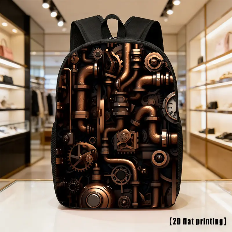 Steampunk Machinery Backpack - Large-Capacity Laptop Bag with Adjustable Straps & Steampunk Print, Lightweight Suitable for Hiking, Commuting, Travel,, - Unisex for &, for Outdoor Adventures