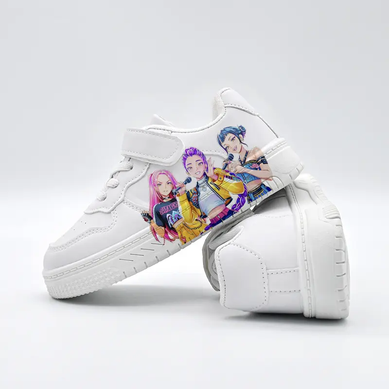 1 Pair, Girl Group, 2D Cartoon Printed Shoes, Kids Casual Shoes, Girls Sports Sneakers, Sports Outdoor Shoes, Perfect Gift for Birthday, Day And Other Holidays, 2D Flat Printed Girl Group Themed Shoes for Daily Outdoor Sports Activities