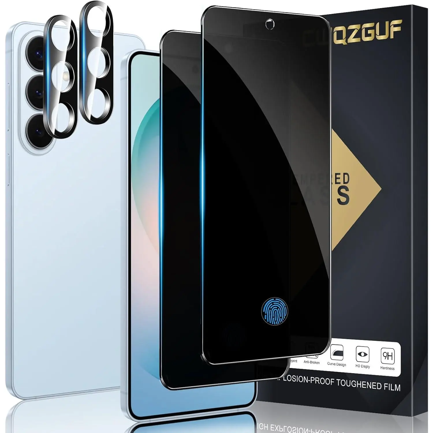 2-Pack Galaxy S26 5G Smartphone Screen Protector & Camera Lens Tempered Glass Accessories - Handheld Device Protection, 28 Anti-Spy, Fingerprint Unlock Support, Bubble Free, Installation Tool Included
