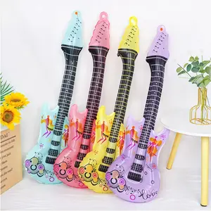 5 Piece Disco Party Decorations, Inflatable Foil Balloons, Guitar Bass Saxophone Music Props, 90s Birthday Hip Hop Party Supplies, Party Photo Prop