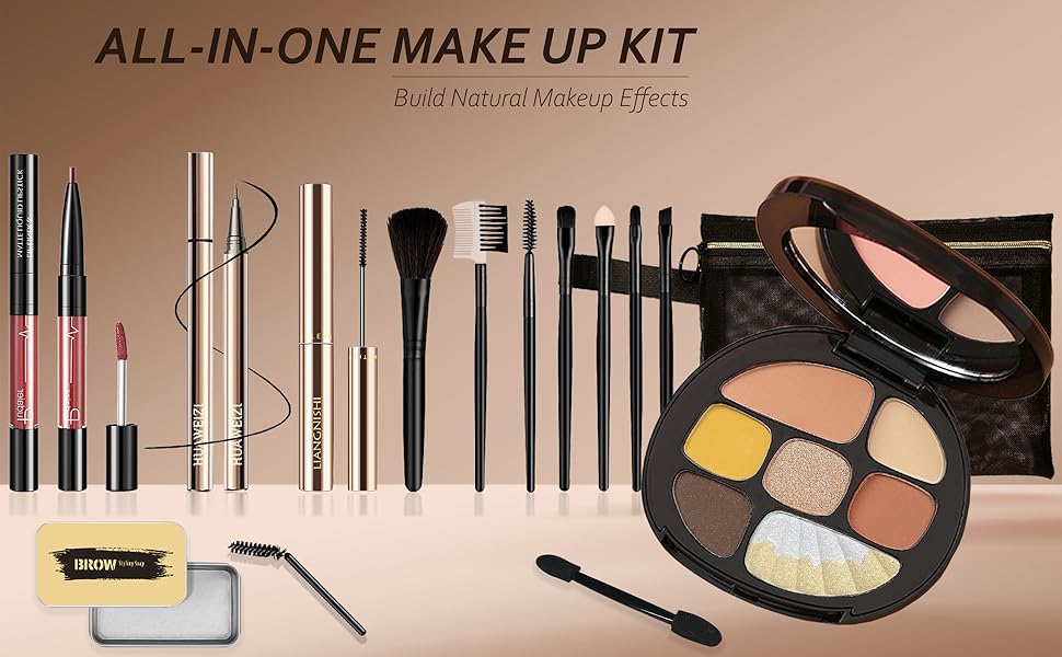 All in One Makeup Kit for Women Full Kit, Basic Cosmetics Kit for Beginner & Professionals, Eye Makeup Set Tween Girl, Make Up Kits for Teenagers, Makeup Gift Set for Girls, Women & Teens(Amber Brown)