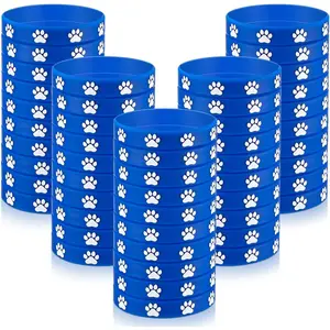 50/100/200 Pcs Paw Print Silicone Bracelets Dog Paw Print Rubber Wristbands for Birthday Puppy Animal Decorations Goodie Bag Party Favor Stuffers