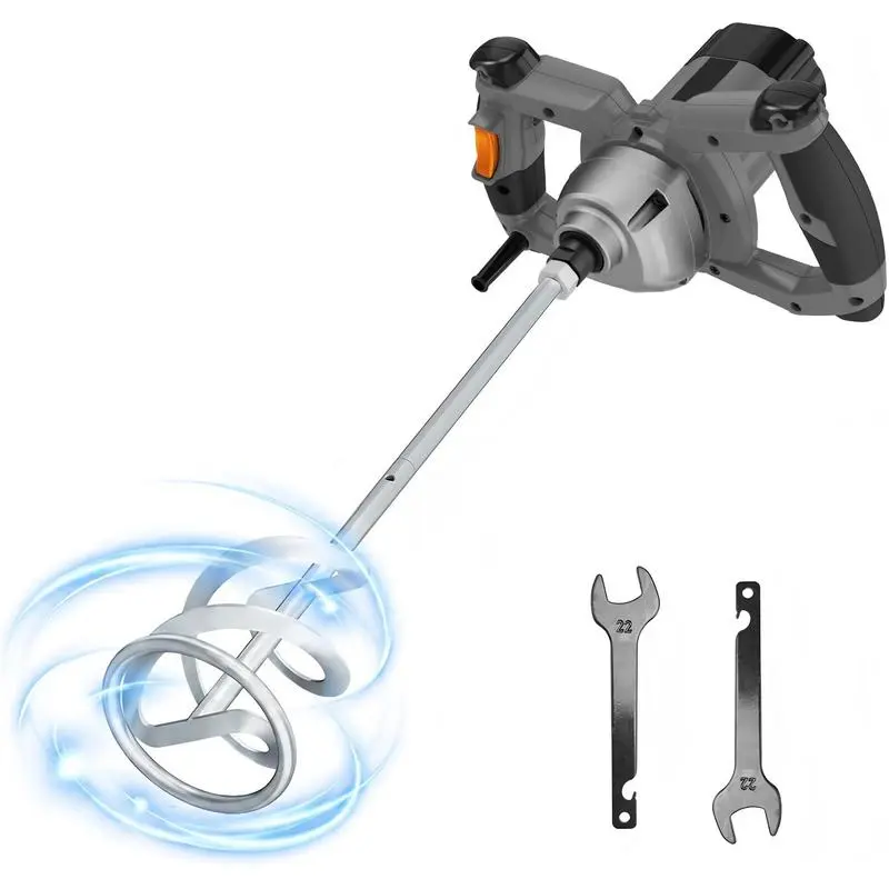 Portable 6-Speed Manual-Electric Cement Mixer, 2100W 800RPM Hand Tool, Suitable for Mixing Paint, Plaster, Concrete