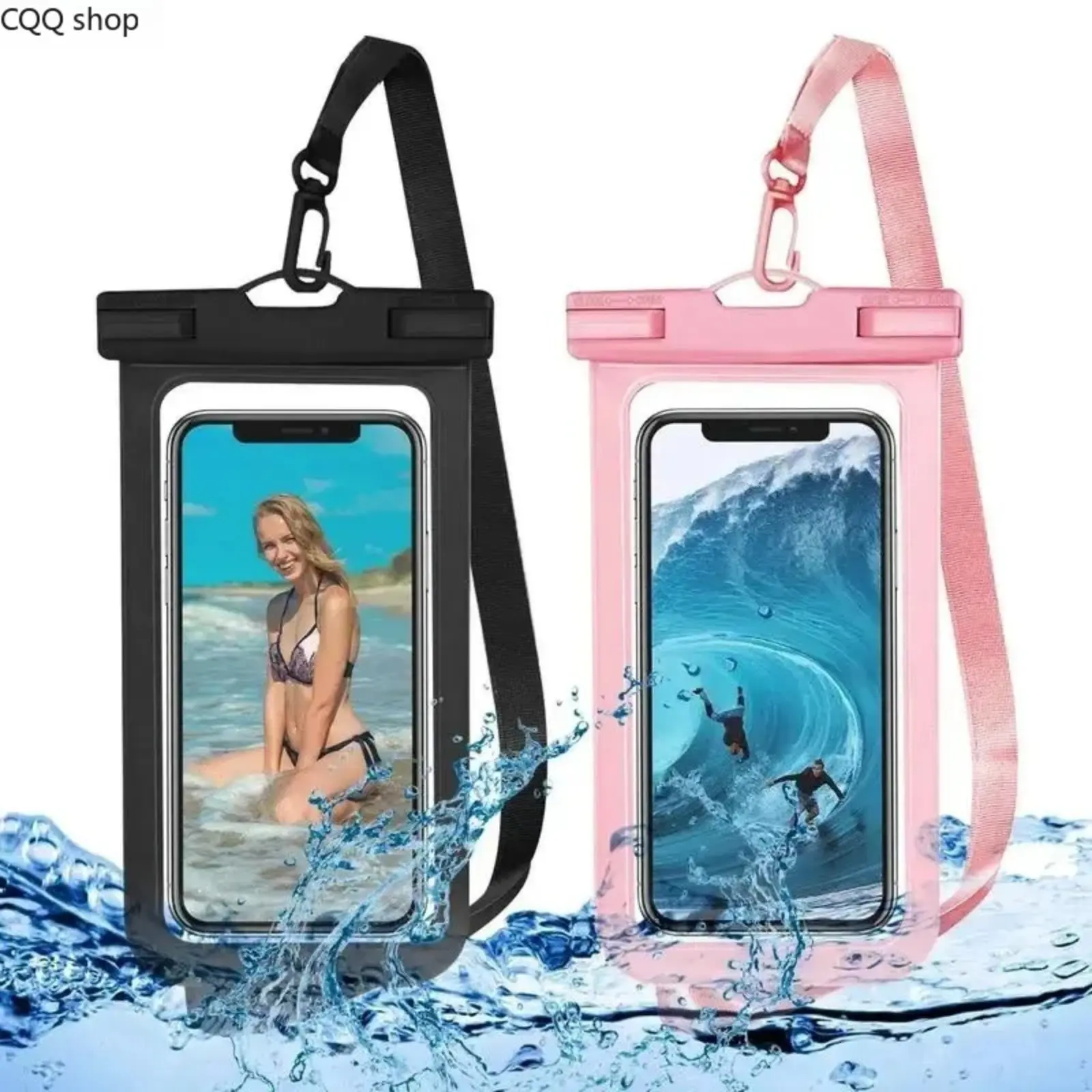【Summervibes】2Pcs Clear Waterproof Phone Pouch, IPX8 Floating Dry Phone Case with Lanyard, Universal 7 Inch Water Proof Cell Phone Sleeve, Dustproof Sealed Protective Bag for Swimming, Diving, Beach Trip, Cruise Vacation & All Water Outdoor Activities