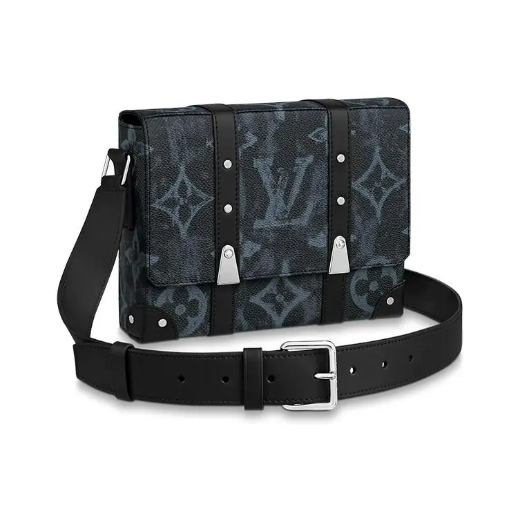 Louis Vuitton Trunk Canvas Crossbody Bag for Men, Jungle Monogram Style, Black