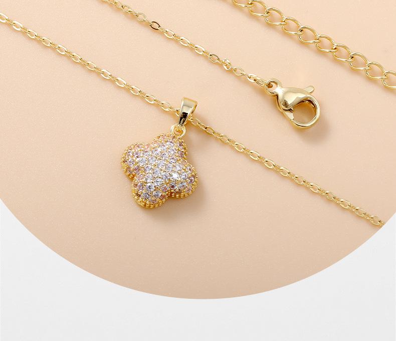 Shiny Pearl Copper Earrings and Necklace Set, Brushed Four-leaf Clover, Non-fading, Women's Light Luxury High-end Cross-border Jewelry