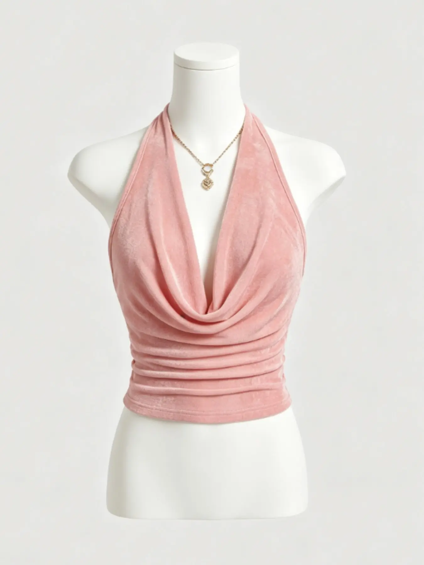 Elegant Style Halter Neck Ruffled Vest Top, Stylish Backless Design, Perfect for Casual Summer Wear, Women's Fashionable Clothing, Womenswear