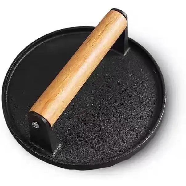 Kitchen Tools 5.7"Cast Iron Smashed Burger Press, Round Flat  Grill Press for Crispy Smash Burgers Burger Tool for Grill and Griddle BBQs and Tailgates Gifts for Men and BBQ Enthusiasts