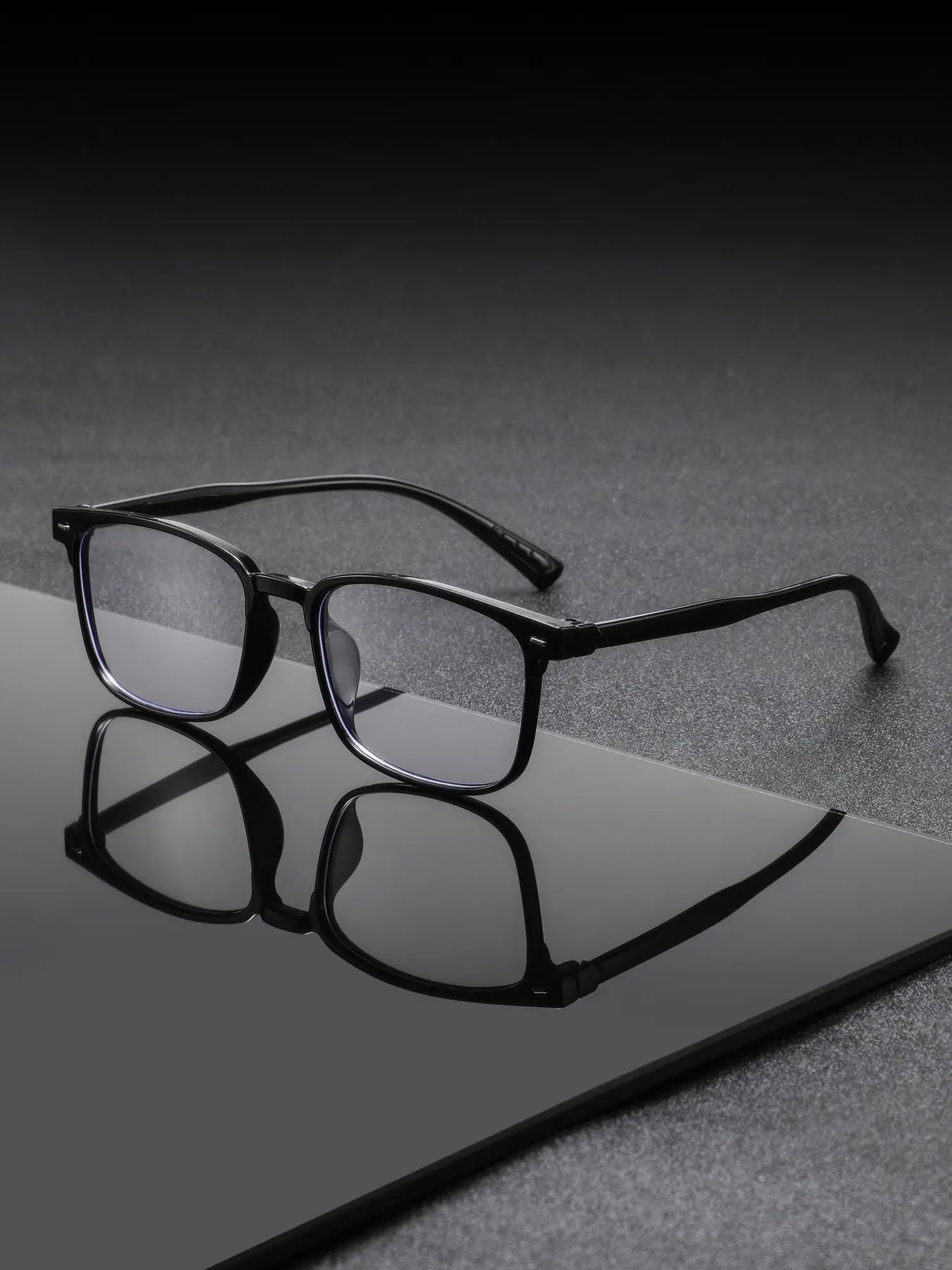 Men's Square Plastic Glasses, Casual Full Rim Design, Plain Decorative Lens, All-Season Fashion Eyewear, Ideal for Daily Wear