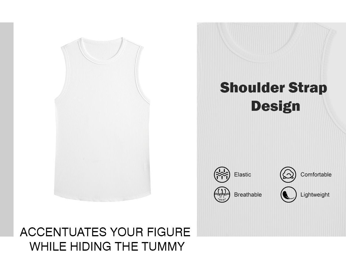 Gihuo 3Pcs Men's Ribbed Tank Top Wide Strap High Stretch Breathable Muscle Shirt Heavyweight Drapey Fit Sleeveless for Gym & Casual Workout Gym Clothing Sports Apparel
