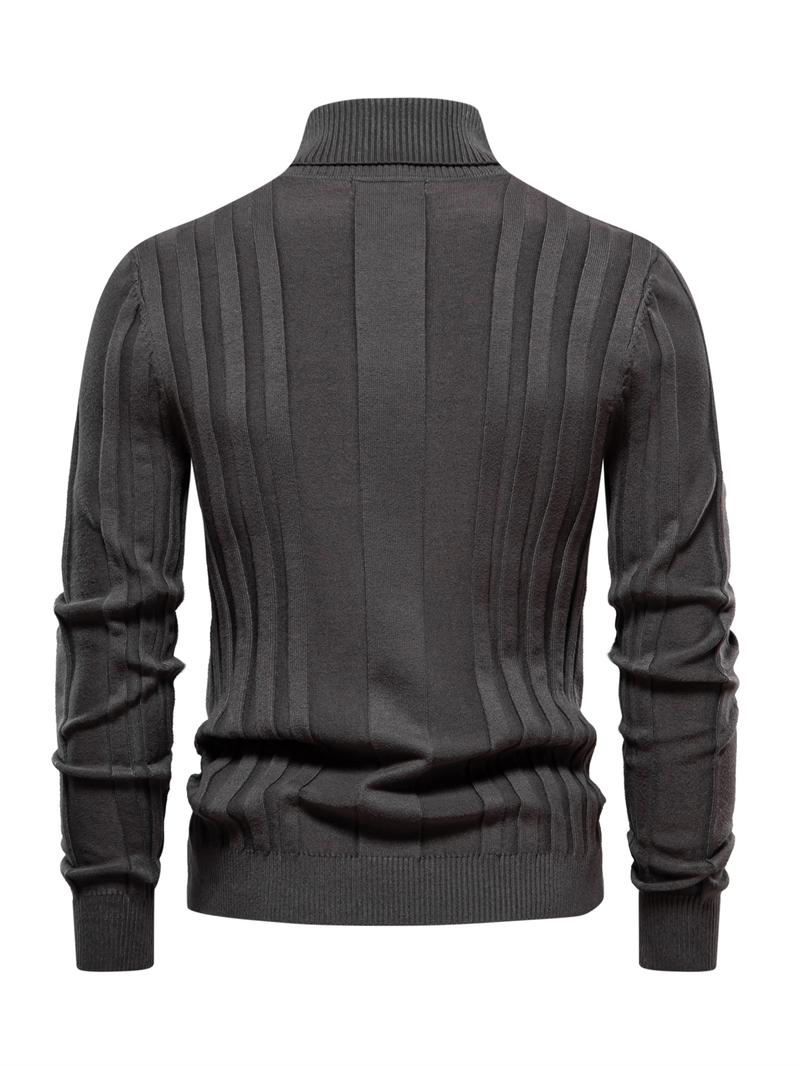 Men's Solid Turtleneck Sweater, Regular Fit Casual Long Sleeve Jumper for Fall & Winter, Men's Knitwear for Daily Wear Men's Solid Turtleneck Sweater, Regular Fit Casual Long Sleeve Jumper for Fall & Winter, Men's Knitwear for Daily Wear