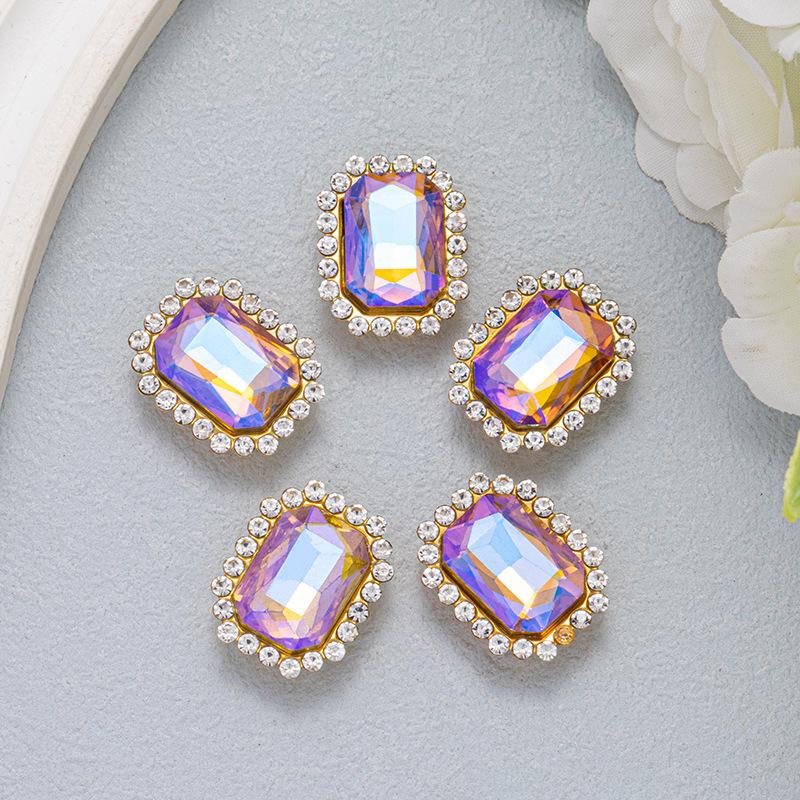 Adhesive DIY hand-sewn rectangular double-layer bow hardware for Crocs shoes and bags accessories